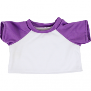 Tj’s Teddies White T-shirt With Purple Sleeve 16″