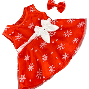 Red Snowflake Dress & Bow 16″